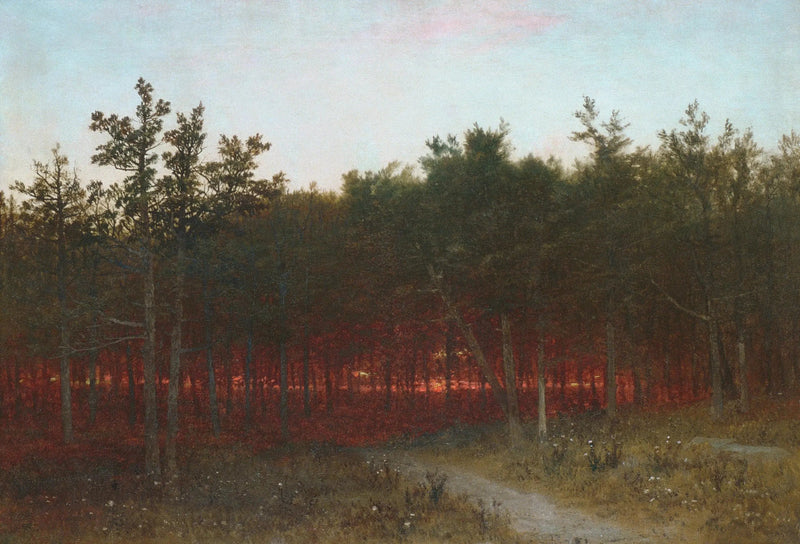 Crépuscule dans les cèdres à Darien, Connecticut - John Frederick Kensett