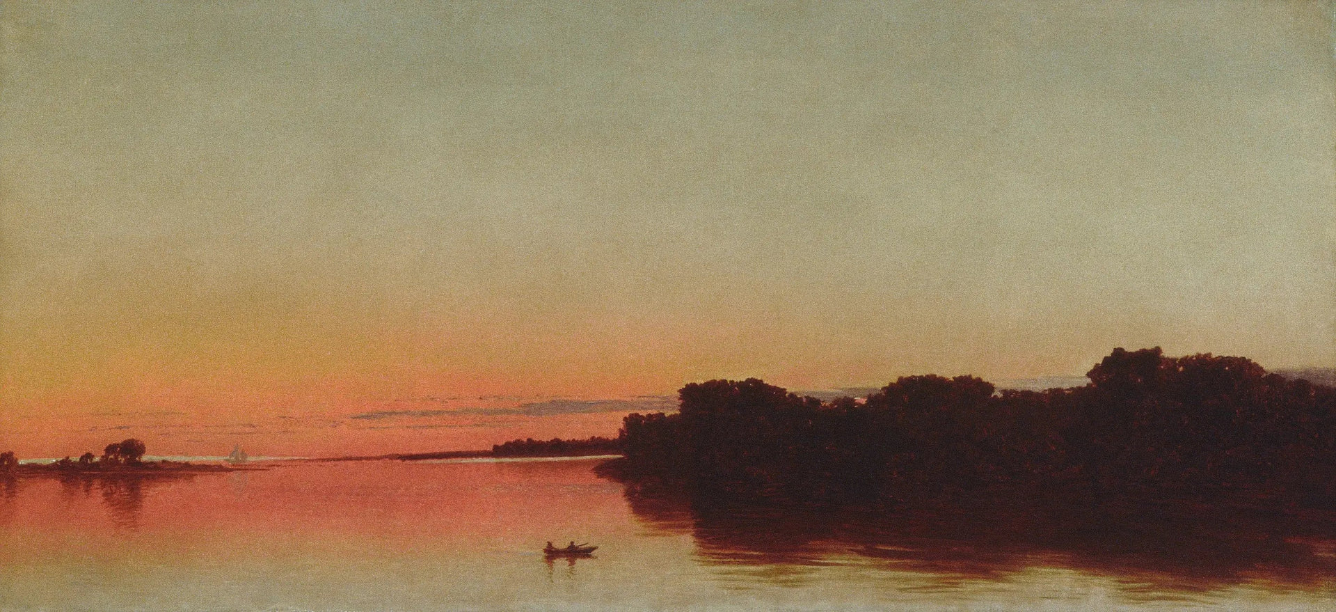 Crépuscule sur le Sound, Darien, Connecticut - John Frederick Kensett image 1 reproduction de peinture à l’huile