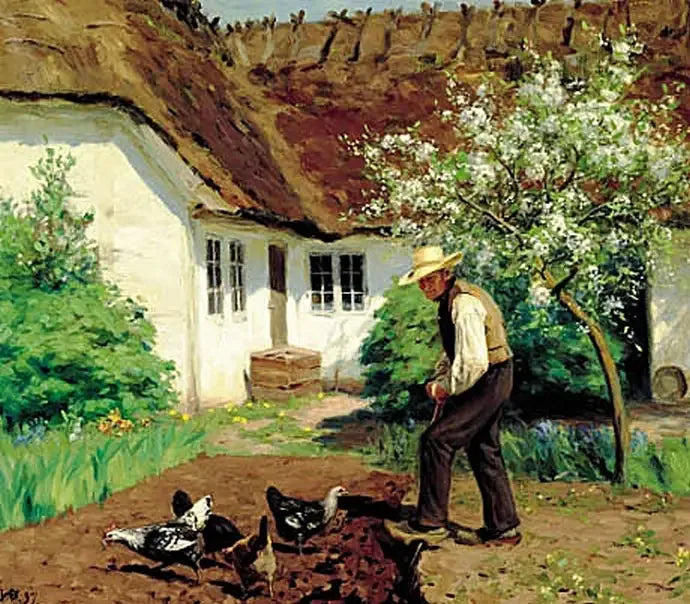 Creuser le jardin au printemps. - H. A. Brendekilde image 1 tableau peint à l’huile sur toile