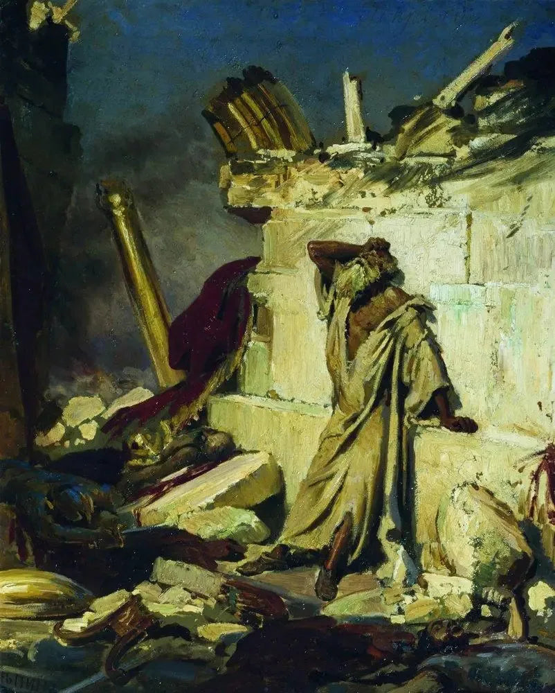 Cri du prophète Jérémie sur les ruines de Jérusalem - Ilya Repin image 1 reproduction de peinture à l’huile