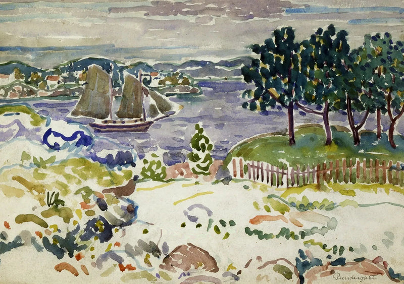 Crique avec voilier, Maine - Maurice Prendergast