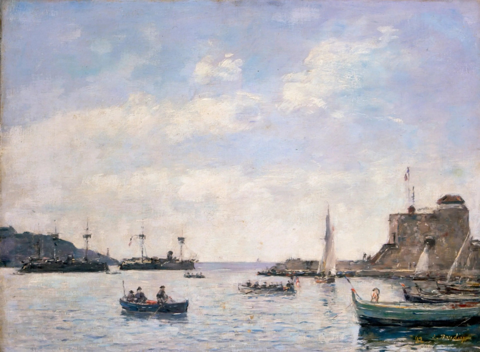 Croiseurs à Villefranche - Eugène Boudin image 1 copie peinte à la main à l’huile