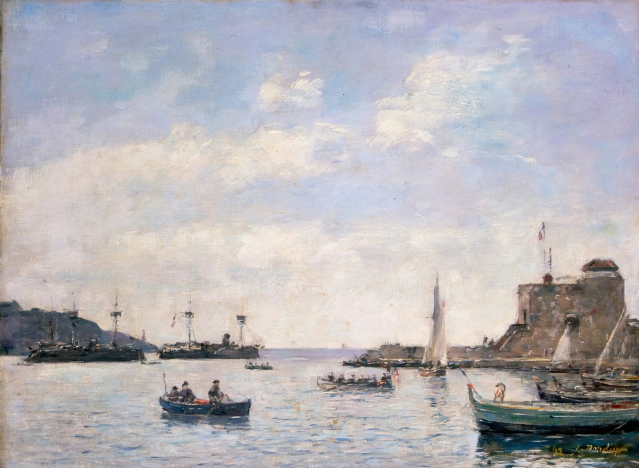 Croiseurs à Villefranche - Eugène Boudin image 1 copie peinte à la main à l’huile