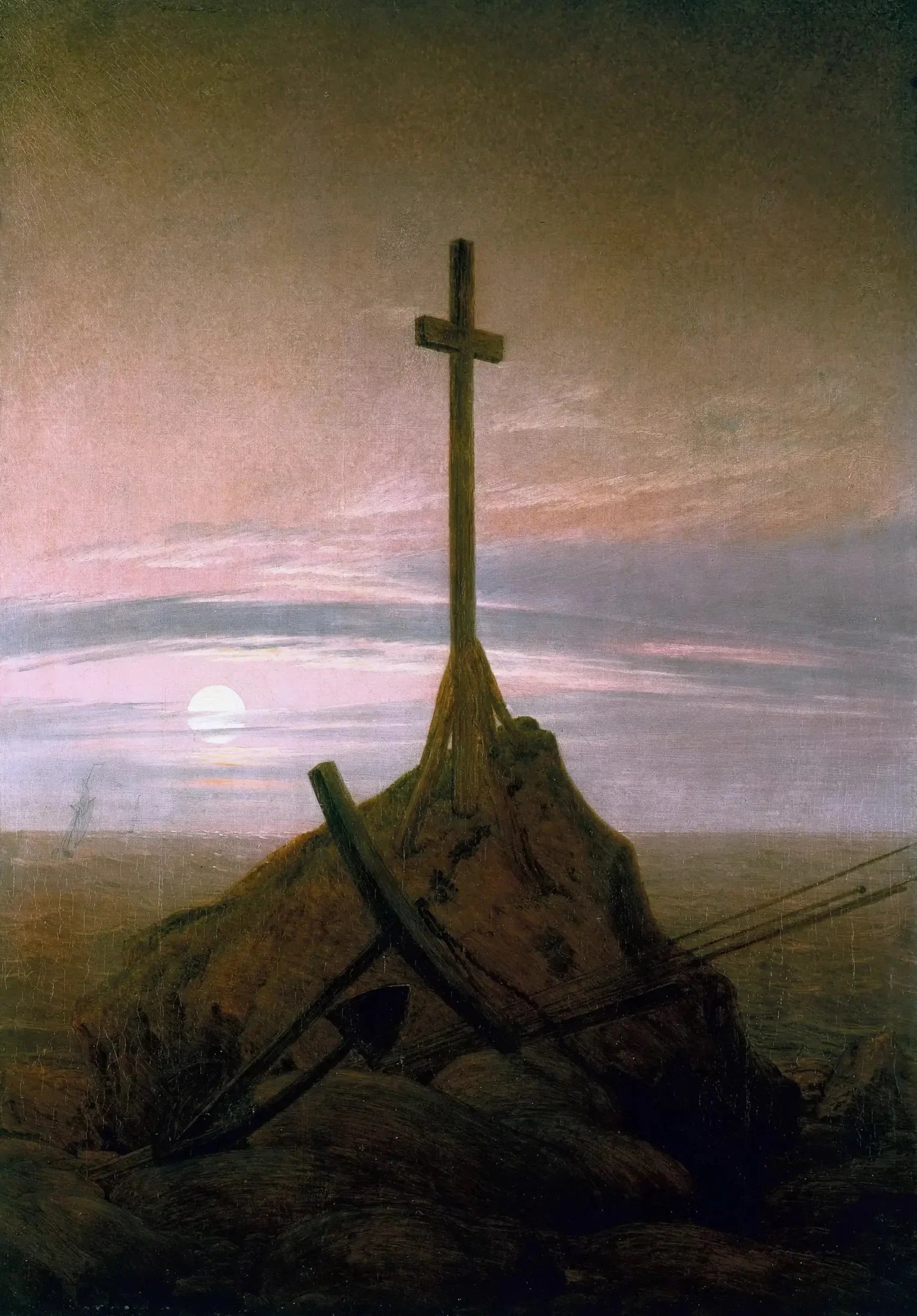 Croix surplombant la mer Baltique - Caspar David Friedrich image 1 reproduction d’œuvre d’art à l’huile