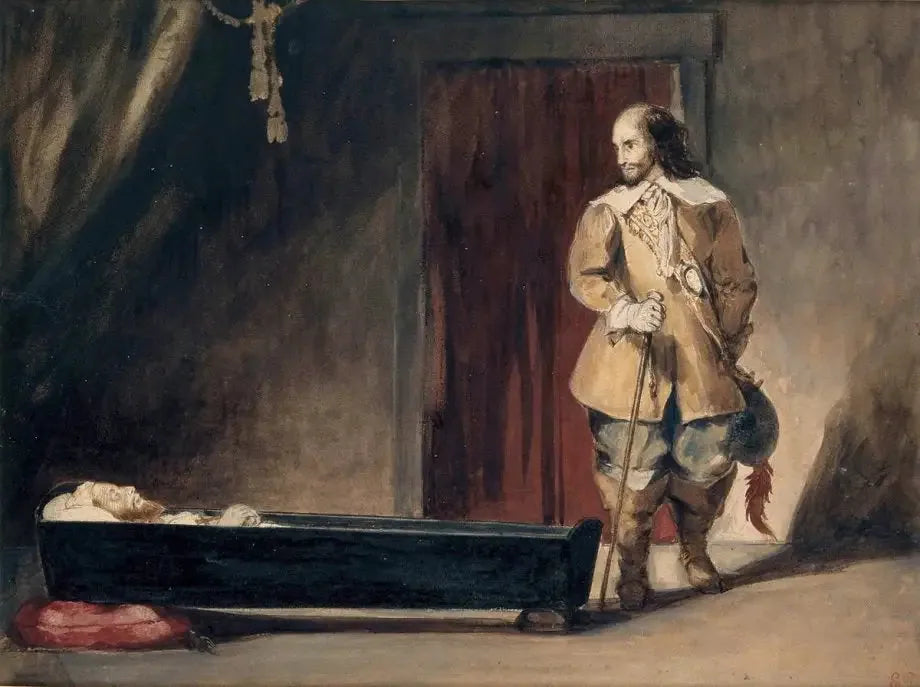 Cromwell devant le cercueil de Charles Ier - Eugène Delacroix image 1 reproduction de peinture à l’huile