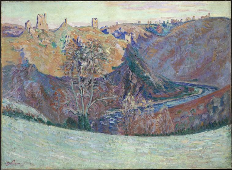 Crozant, les ruines côté de la Creuse, le matin - Armand Guillaumin image 1 tableau peint à l’huile sur toile