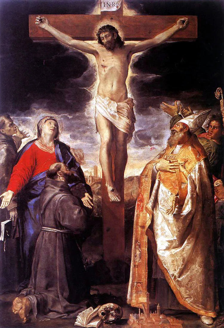 Crucifixion avec des saints - Annibale Carracci image 1 reproduction artisanale de tableau