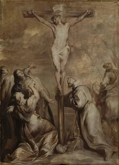 Crucifixion avec saint François - Antoine van Dyck image 1 copie peinte à la main à l’huile