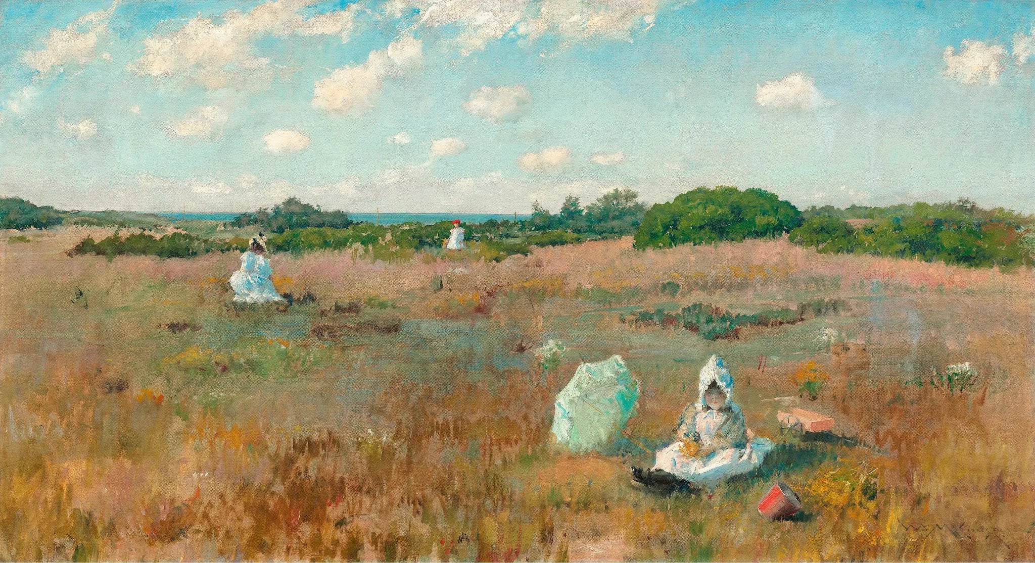 Cueillette de fleurs d'automne - William Merritt Chase image 1 reproduction artisanale de tableau