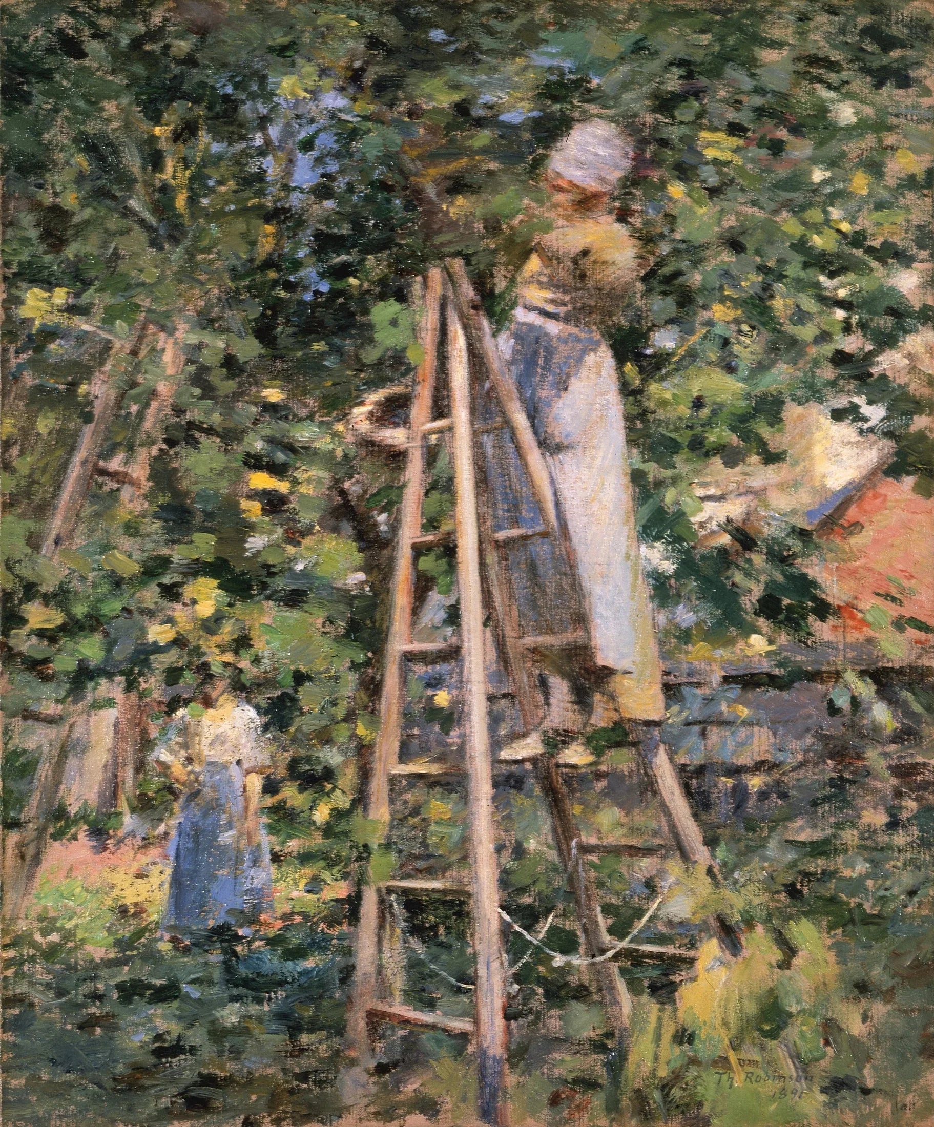 Cueillette de prunes - Theodore Robinson image 1 tableau peint à l’huile sur toile