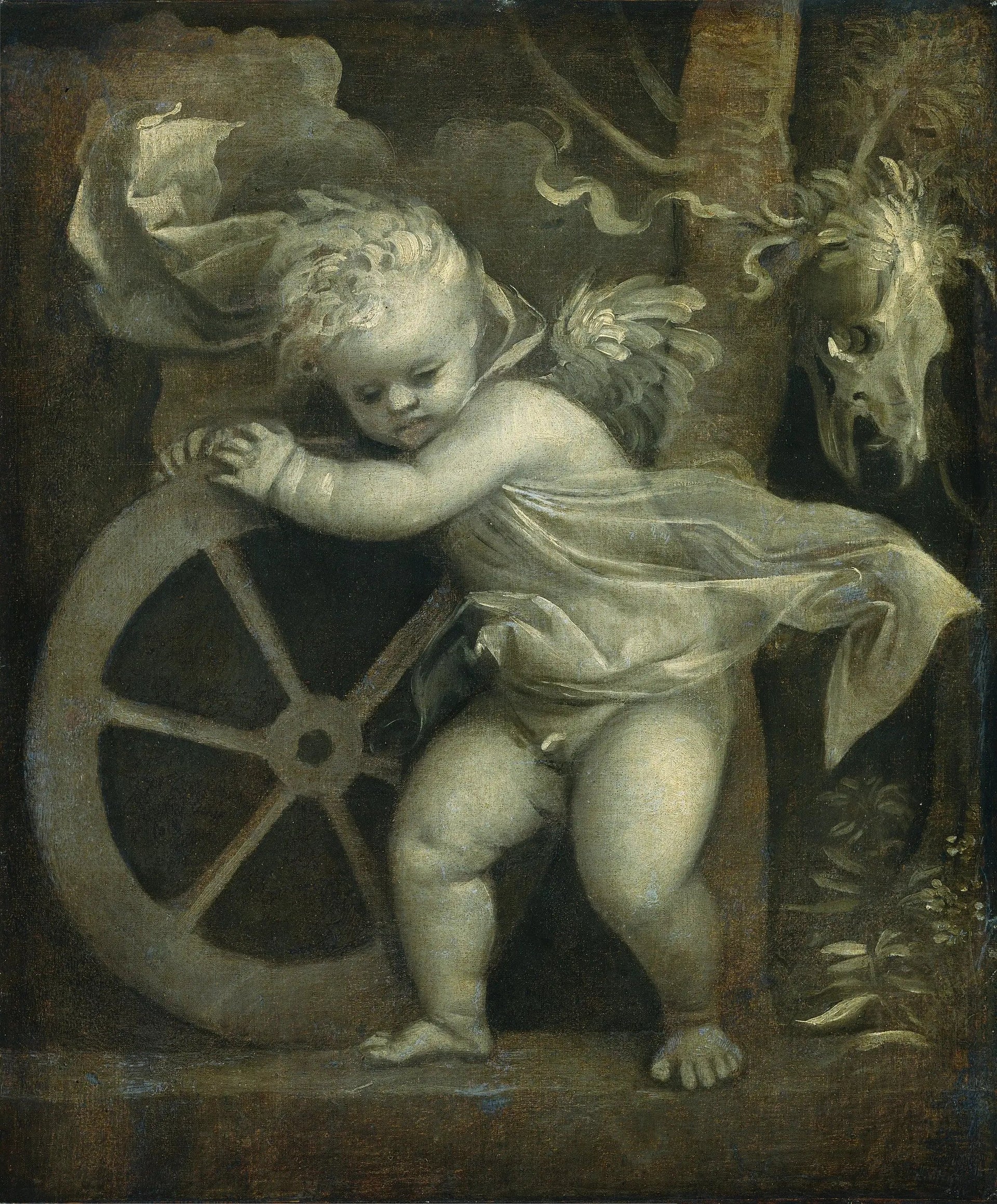 Cupidon avec la roue du temps - Titian image 1 reproduction d’œuvre d’art à l’huile