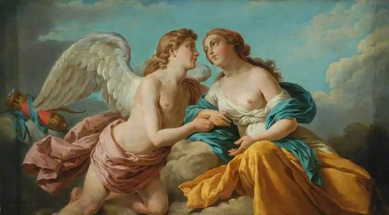 Cupidon et Psyché, allégorie des cinq sens - Louis Jean François Lagrenée image 1 reproduction artisanale de tableau