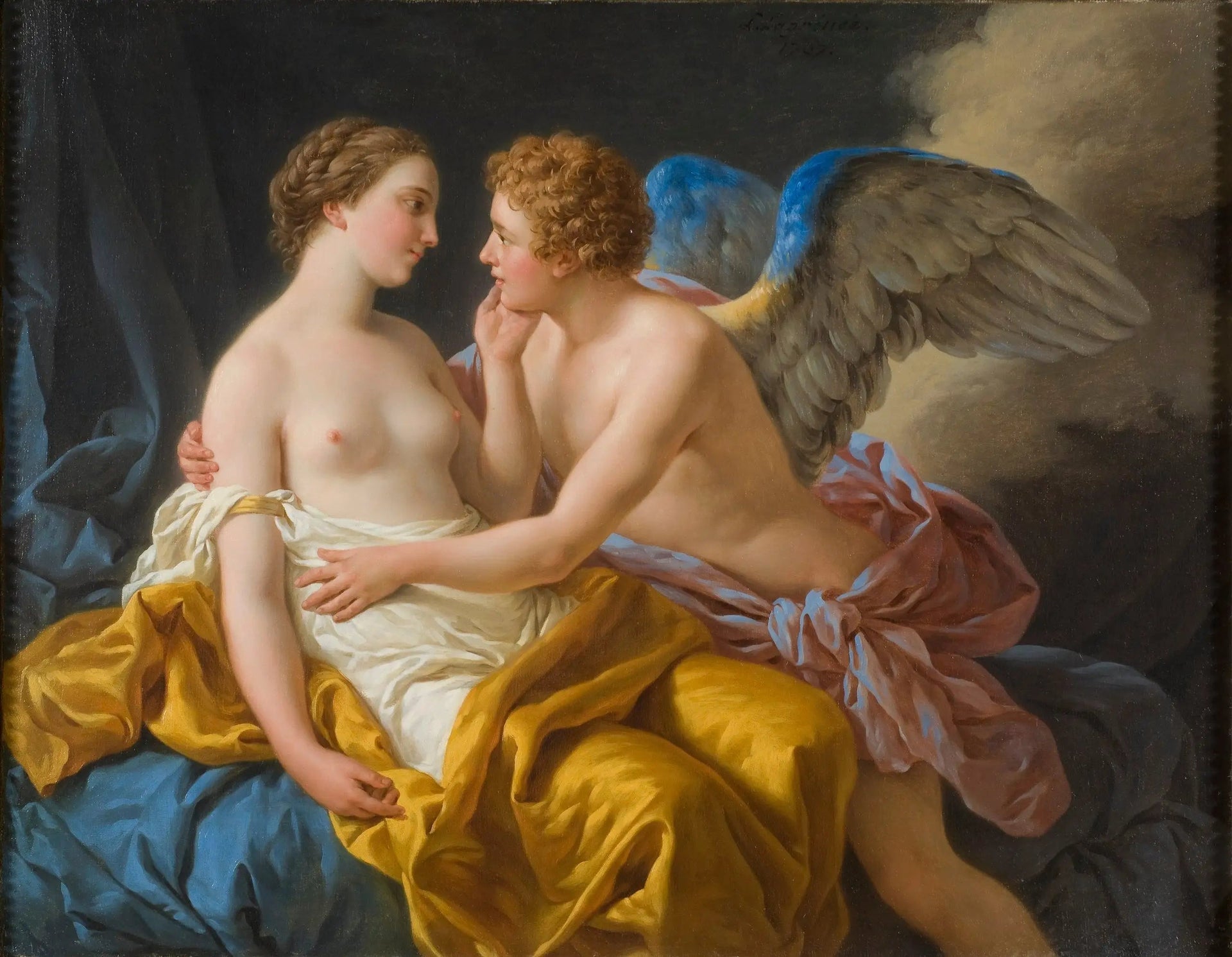 Cupidon et Psyché - Louis Jean François Lagrenée image 1 reproduction de peinture à l’huile