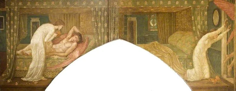Cupidon et Psyché - Peintures murales vertes du palais - Edward Burne-Jones image 1 copie peinte à la main à l’huile
