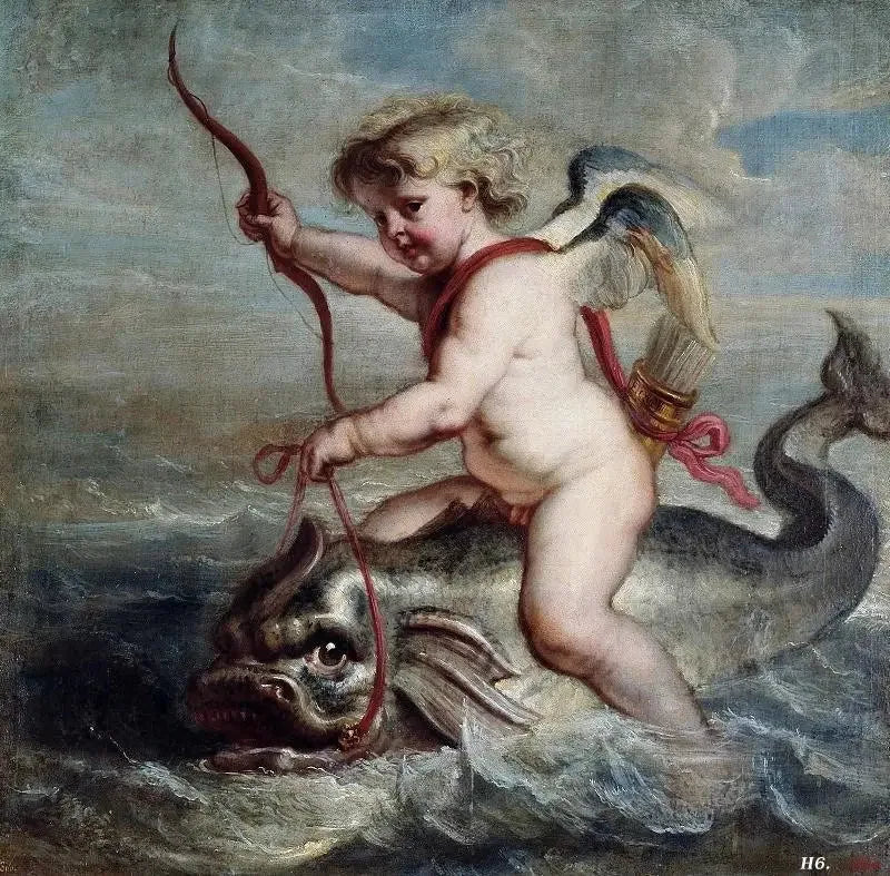 Cupidon sur un dauphin - Peter Paul Rubens image 1 tableau peint à l’huile sur toile