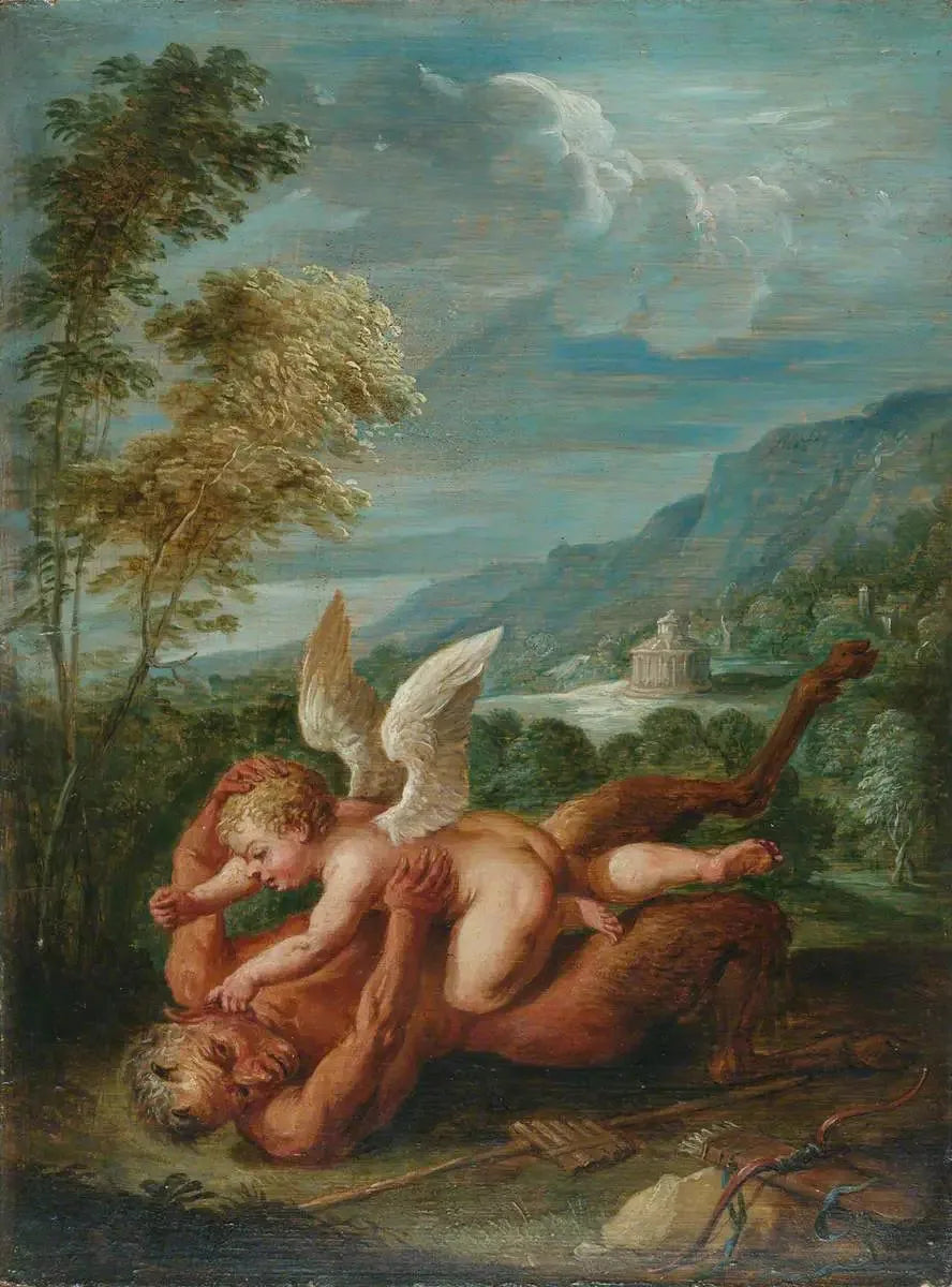 Cupidon vainquant Pan (d'après Annibale Carracci) - David Teniers le Jeune image 1 reproduction de peinture à l’huile