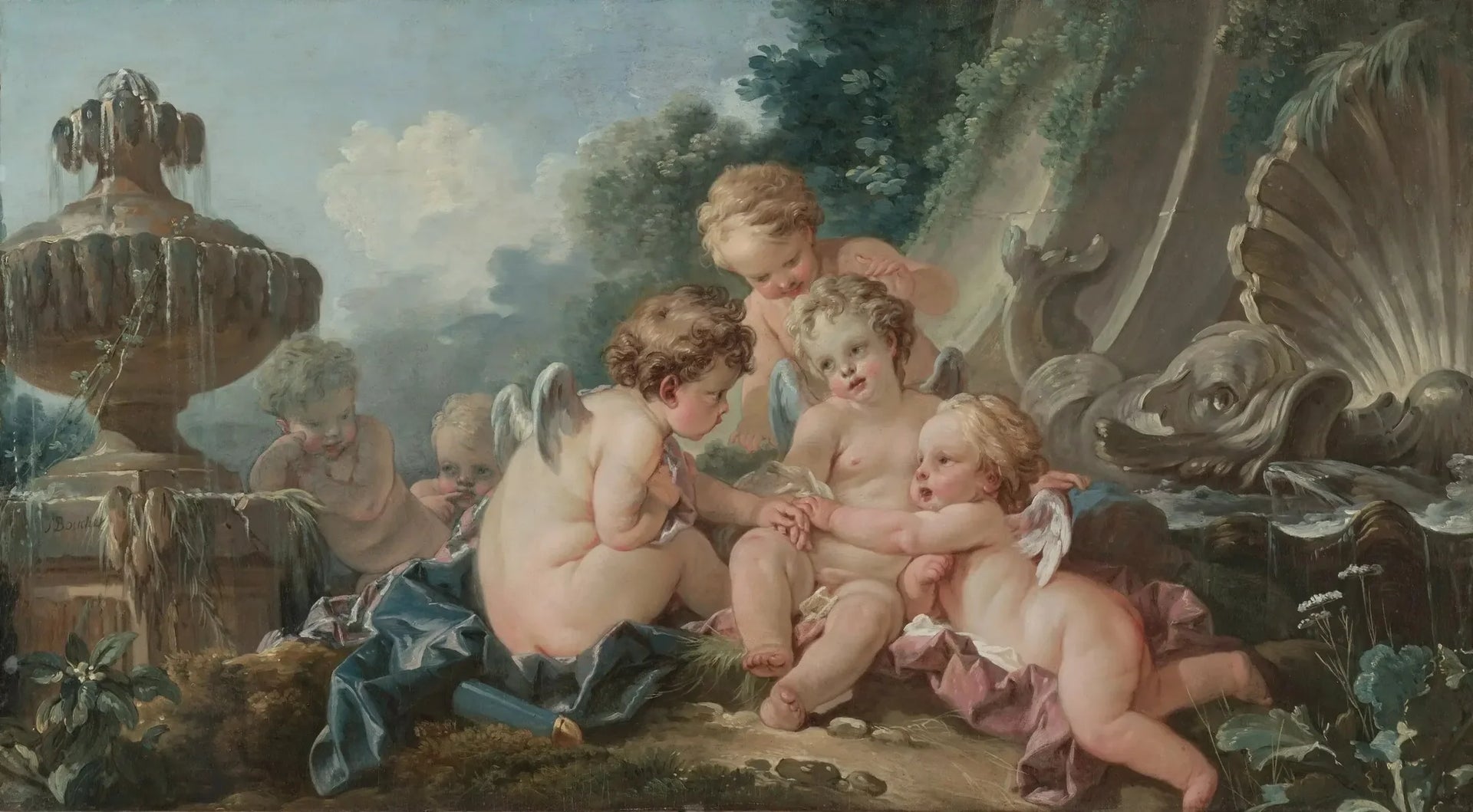 Cupidons en conspiration - François Boucher image 1 reproduction de peinture à l’huile