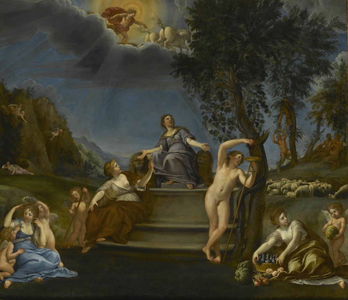 Cybèle et les Saisons ou Allégorie de la Terre - Francesco Albani image 1 copie peinte à la main à l’huile