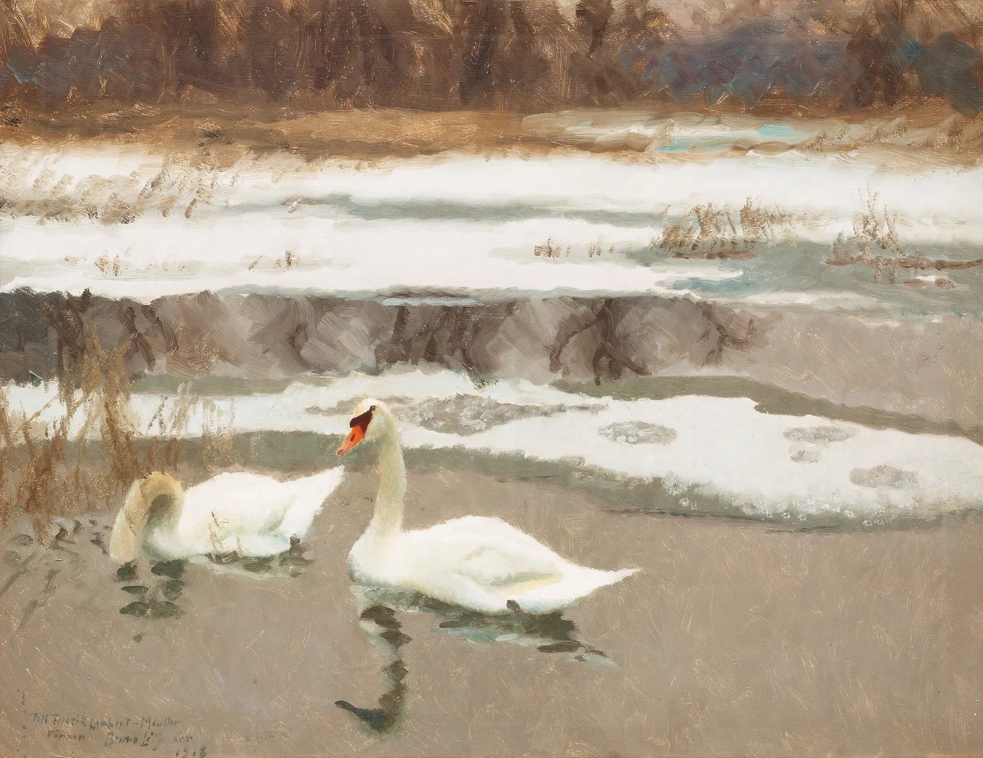 Cygnes - Bruno Liljefors image 1 tableau peint à l’huile sur toile