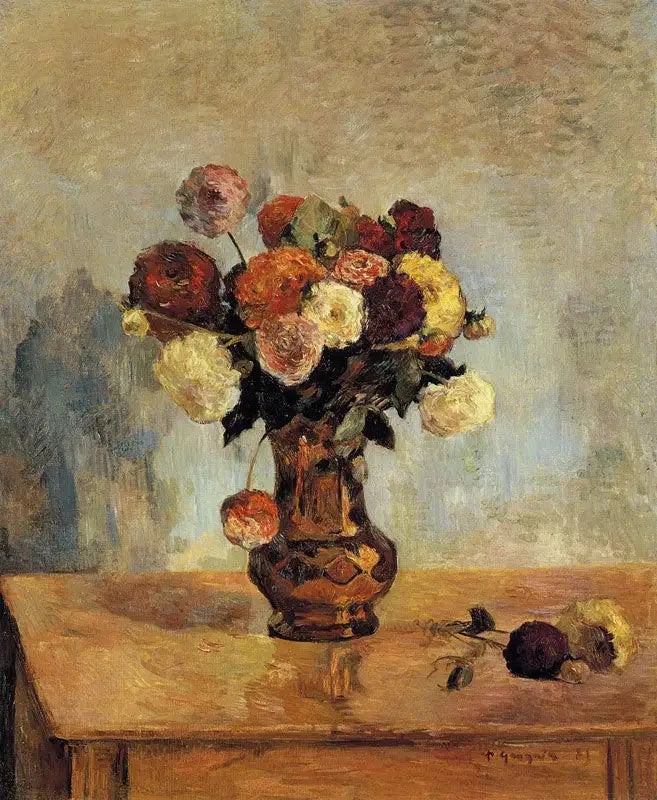 Dahlias dans un vase en cuivre - Paul Gauguin