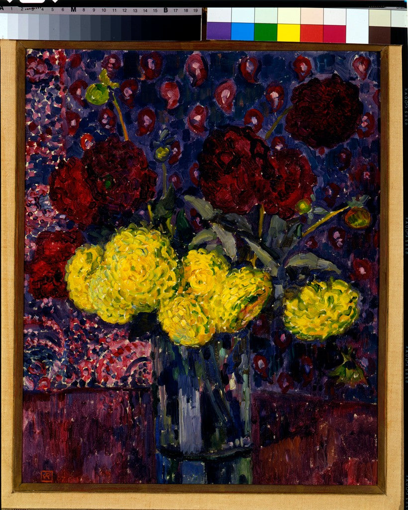 Dahlias dans un vase - Théo van Rysselberghe image 1 tableau peint à l’huile sur toile