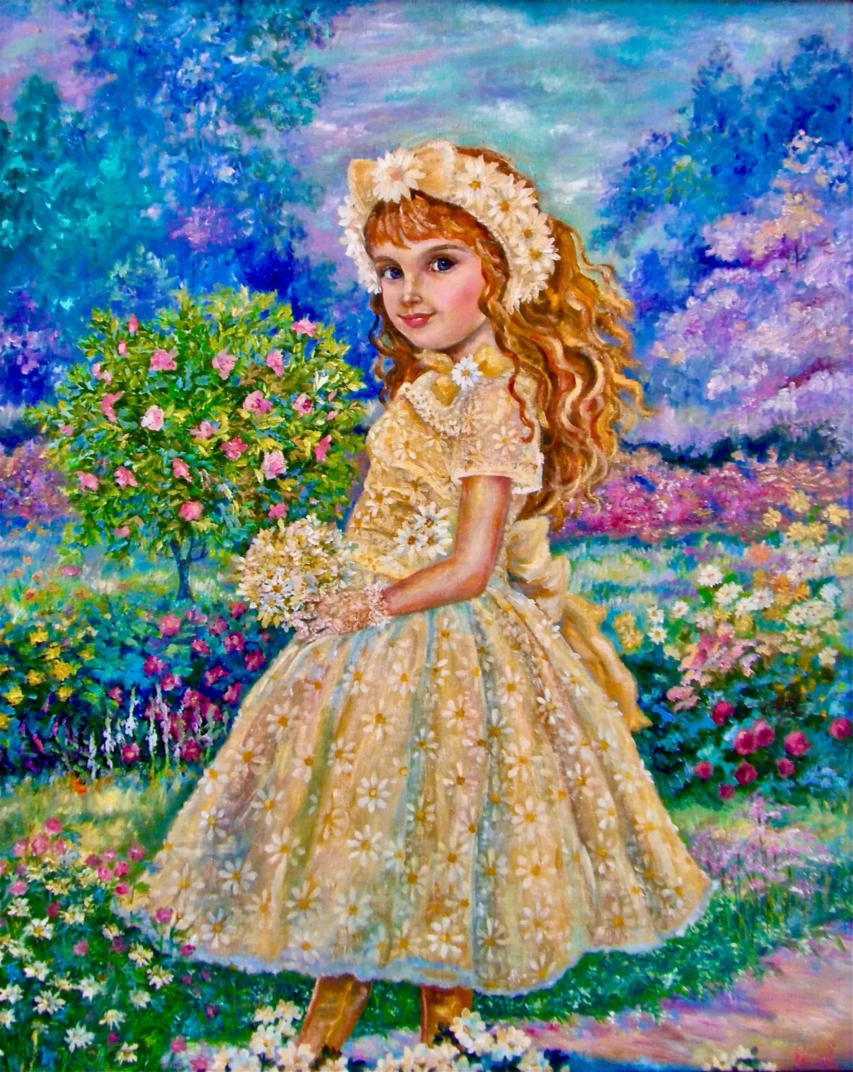 Daisy flower fairy - Yumi Sugai image 1 reproduction artisanale de tableau