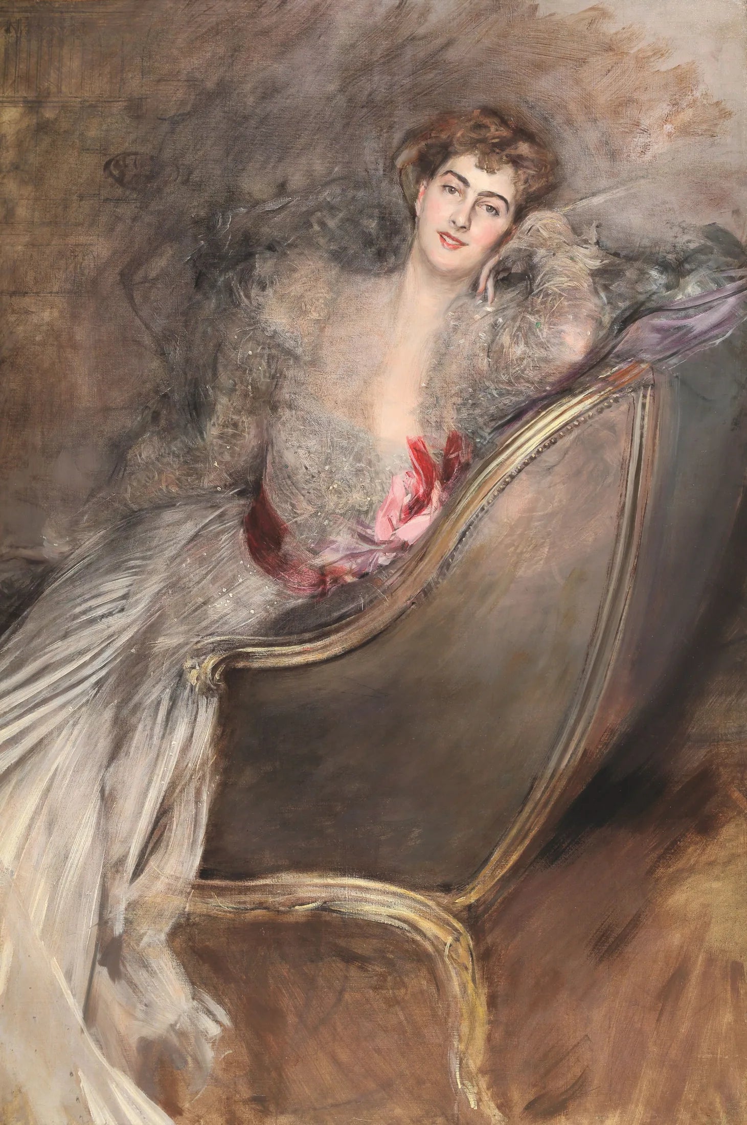 Dame allongée sur une bergère - Giovanni Boldini image 1 tableau peint à l’huile sur toile