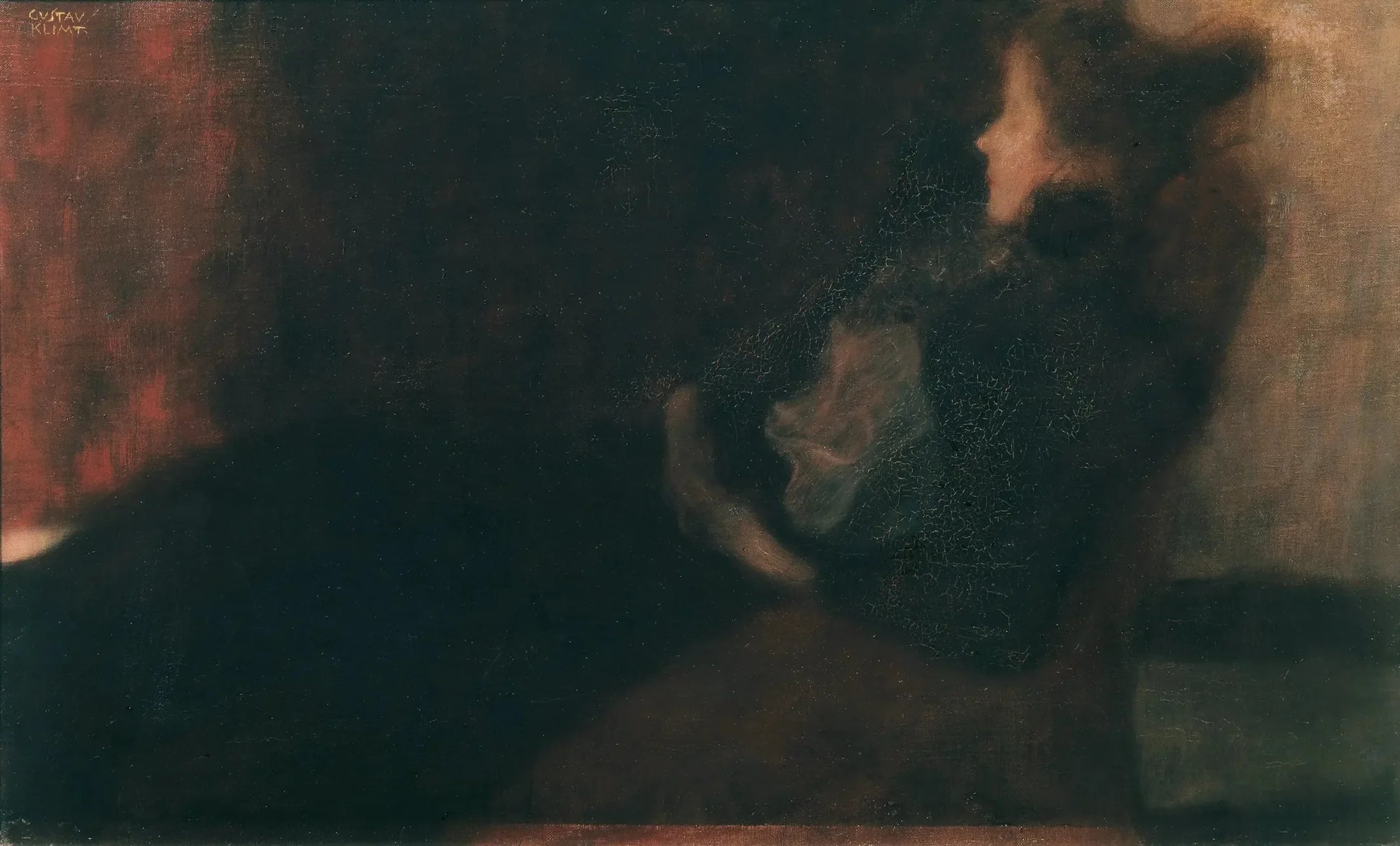 Dame au coin du feu (Dame am Kamin) - Gustav Klimt image 1 reproduction artisanale de tableau