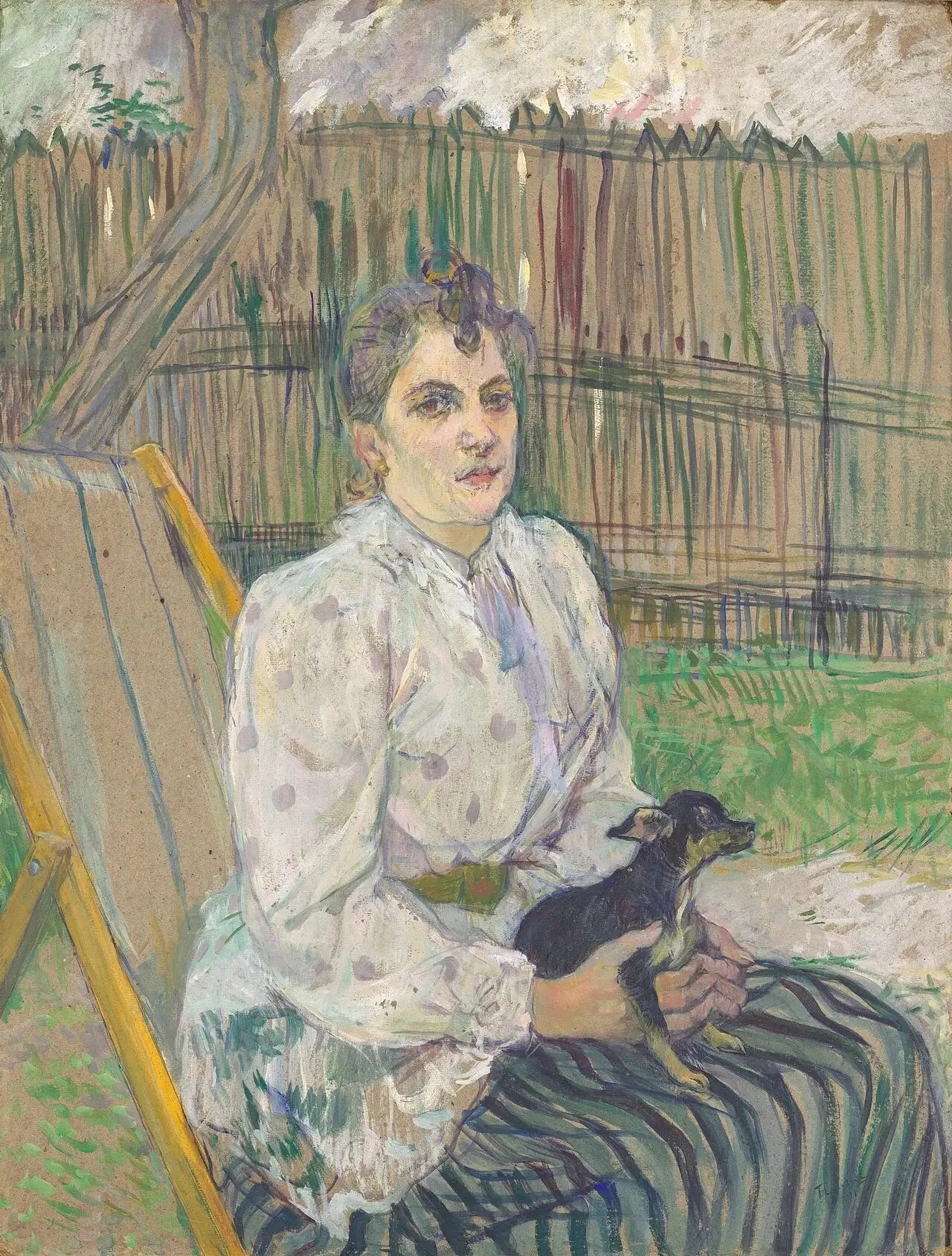 Dame avec un chien - Henri de Toulouse-Lautrec image 1 reproduction d’œuvre d’art à l’huile