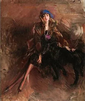 Dame avec un lévrier noir - Giovanni Boldini image 1 tableau peint à l’huile sur toile