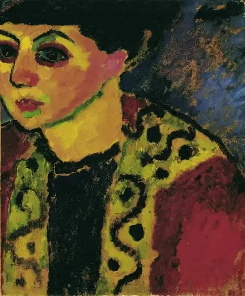 Dame devant le fond bleu - Alexej von Jawlensky image 1 copie de tableau peinte à la main