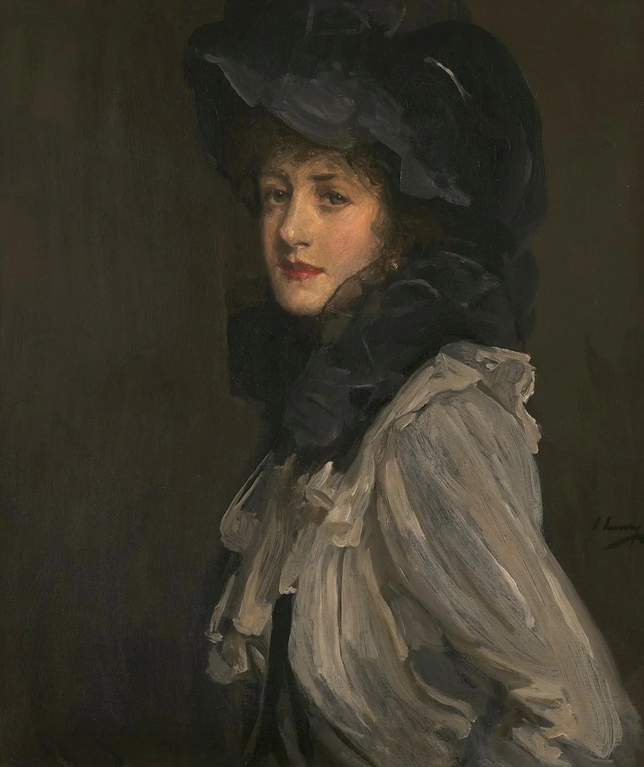 Dame en gris et noir - John Lavery image 1 reproduction d’œuvre d’art à l’huile
