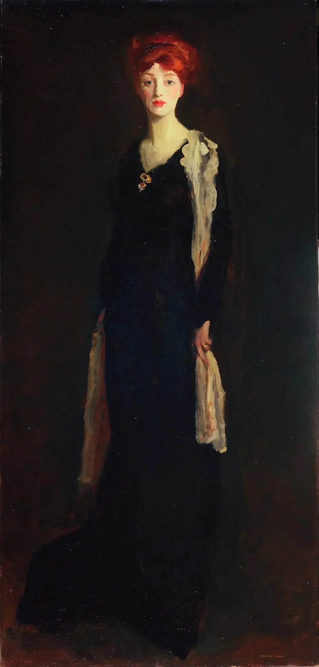 Dame en noir avec un foulard espagnol (O en noir avec un foulard) - Robert Henri image 1 reproduction artisanale de tableau