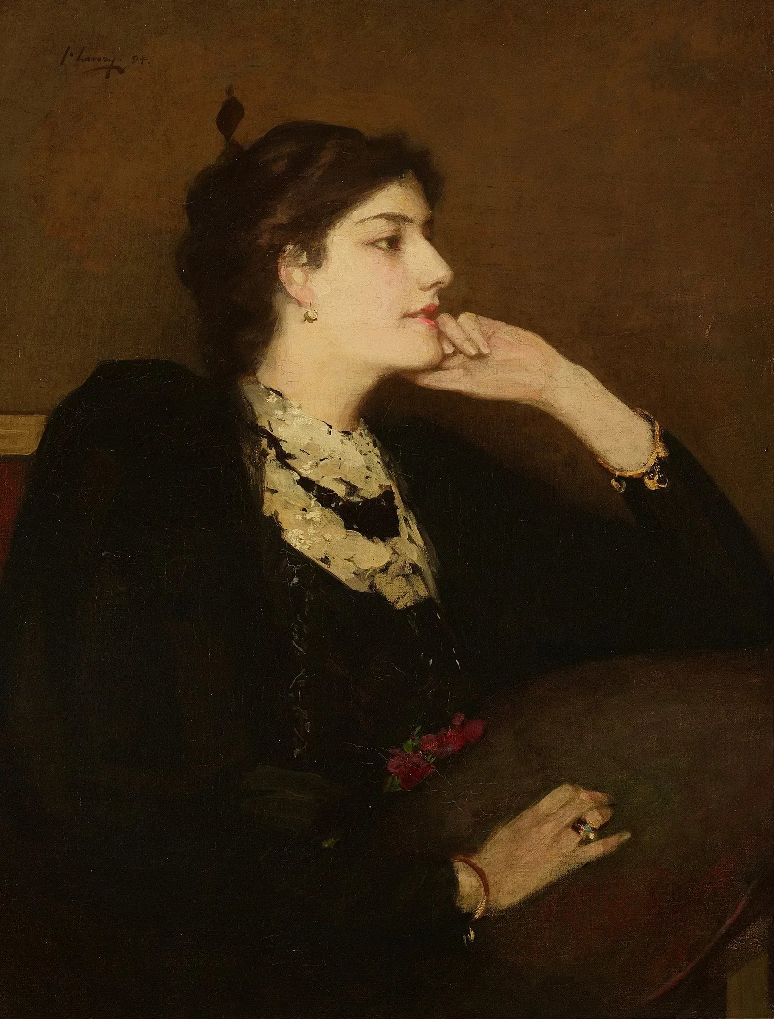 Dame en noir - John Lavery image 1 reproduction de peinture à l’huile