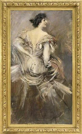 Dame en robe de soirée marron - Giovanni Boldini image 1 reproduction réalisée par Alpha Reproduction