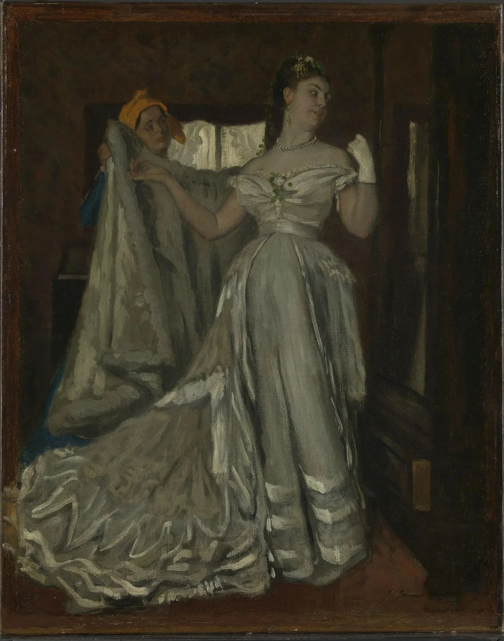 Dame et femme de chambre - James Tissot image 1 reproduction artisanale de tableau