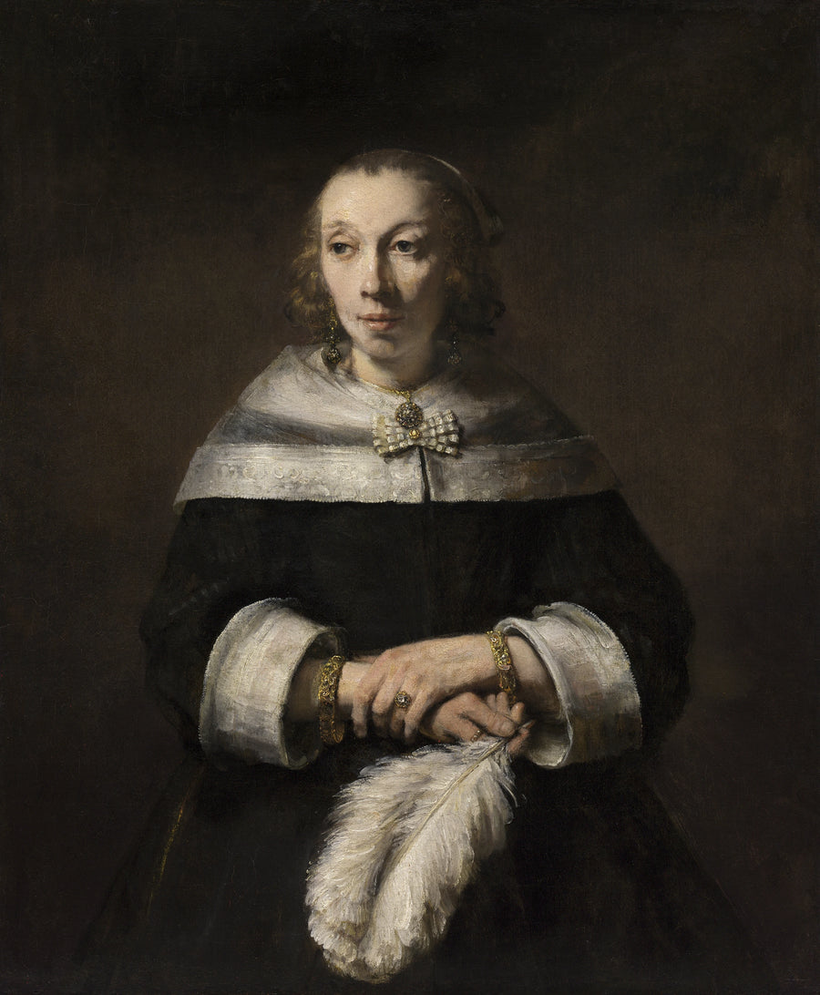 Dame à l’éventail en plumes d’autruche – Rembrandt, vers 1656–1658