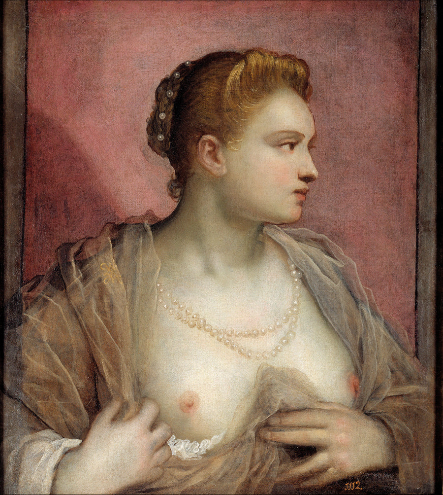 Dame montrant sa poitrine - Domenico Tintoretto
