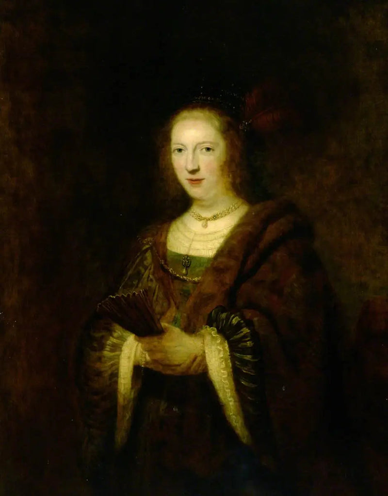 Dame tenant un éventail - Rembrandt