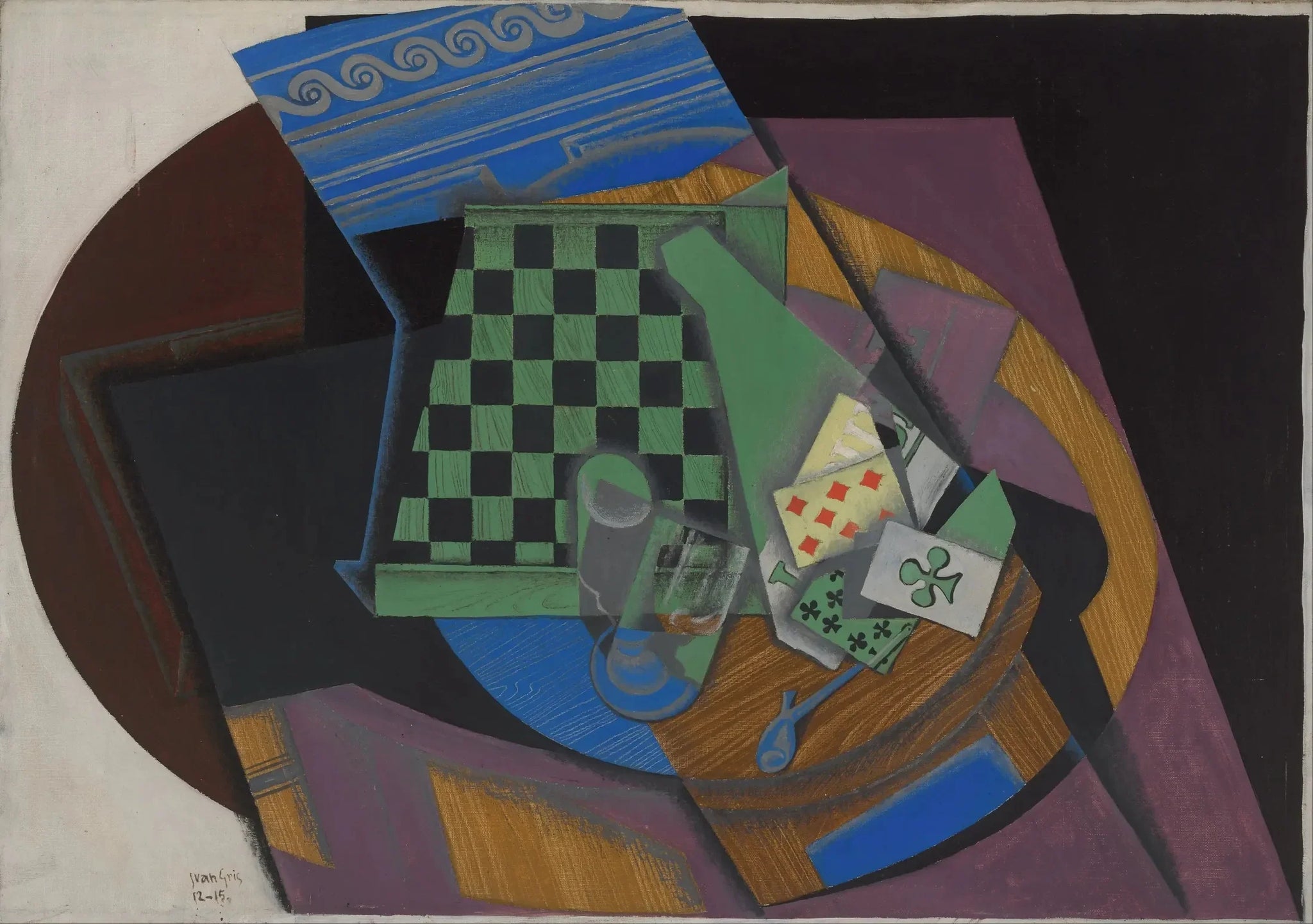 Damier et cartes à jouer - Juan Gris image 1 reproduction réalisée par Alpha Reproduction