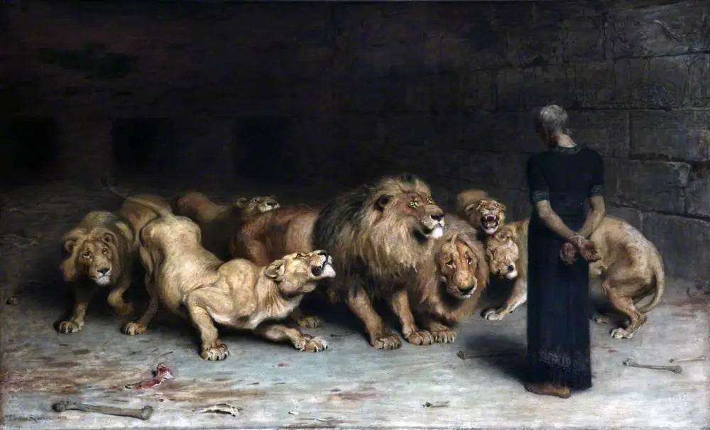 Daniel dans la fosse aux lions - Briton Rivière image 1 copie de tableau peinte à la main