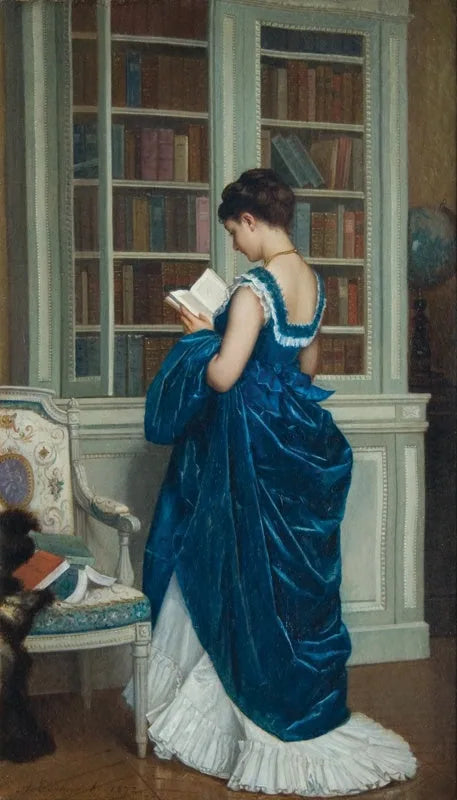 Dans la Bibliothèque - Auguste Toulmouche image 1 copie de tableau peinte à la main