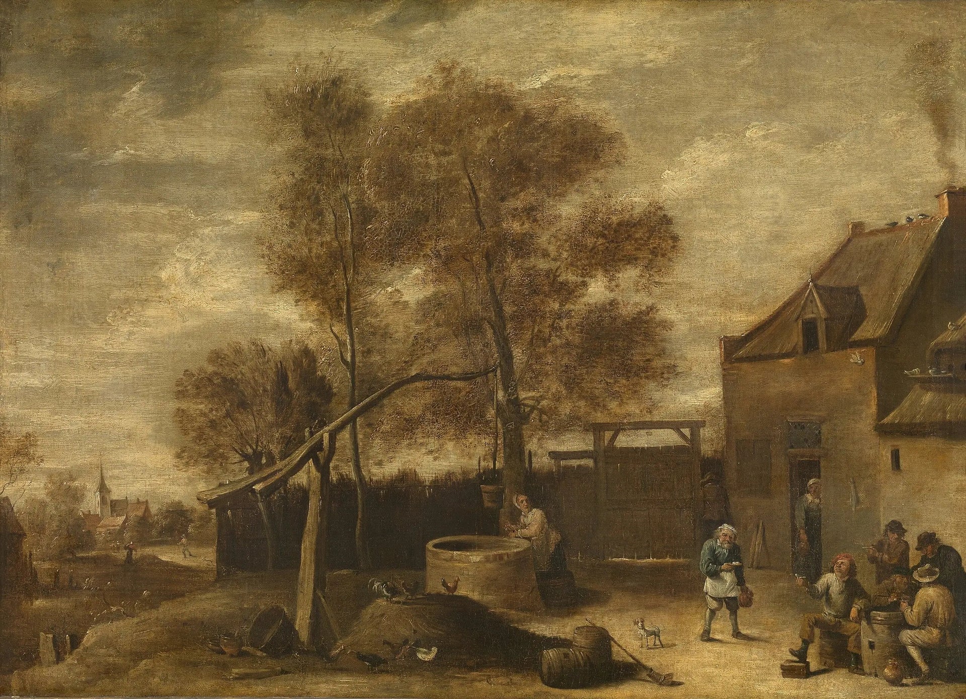 Dans la cour de la ferme - David Teniers le Jeune image 1 tableau peint à l’huile sur toile