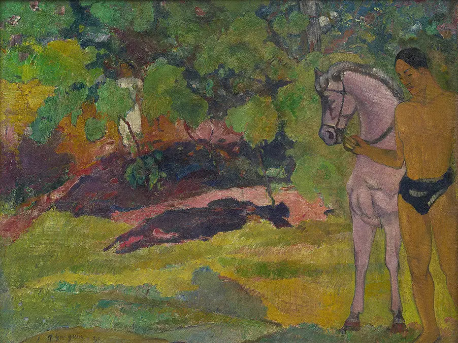 Dans la vanillère, homme et cheval - Paul Gauguin image 1 tableau peint à l’huile sur toile