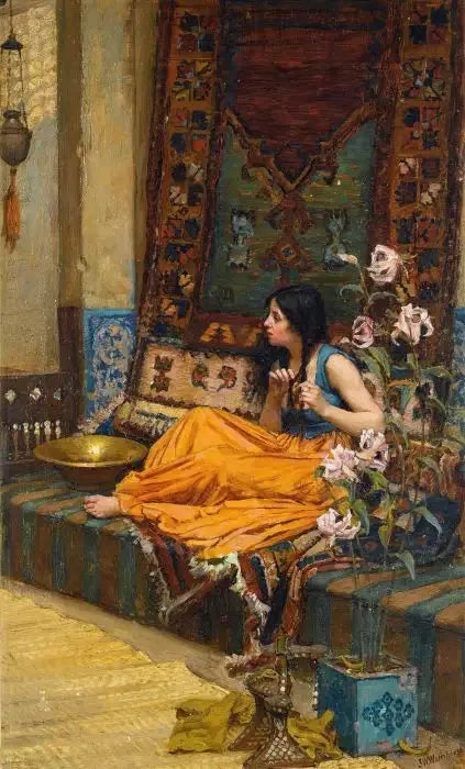 Dans le harem, une odalisque - John William Waterhouse image 1 reproduction de peinture à l’huile