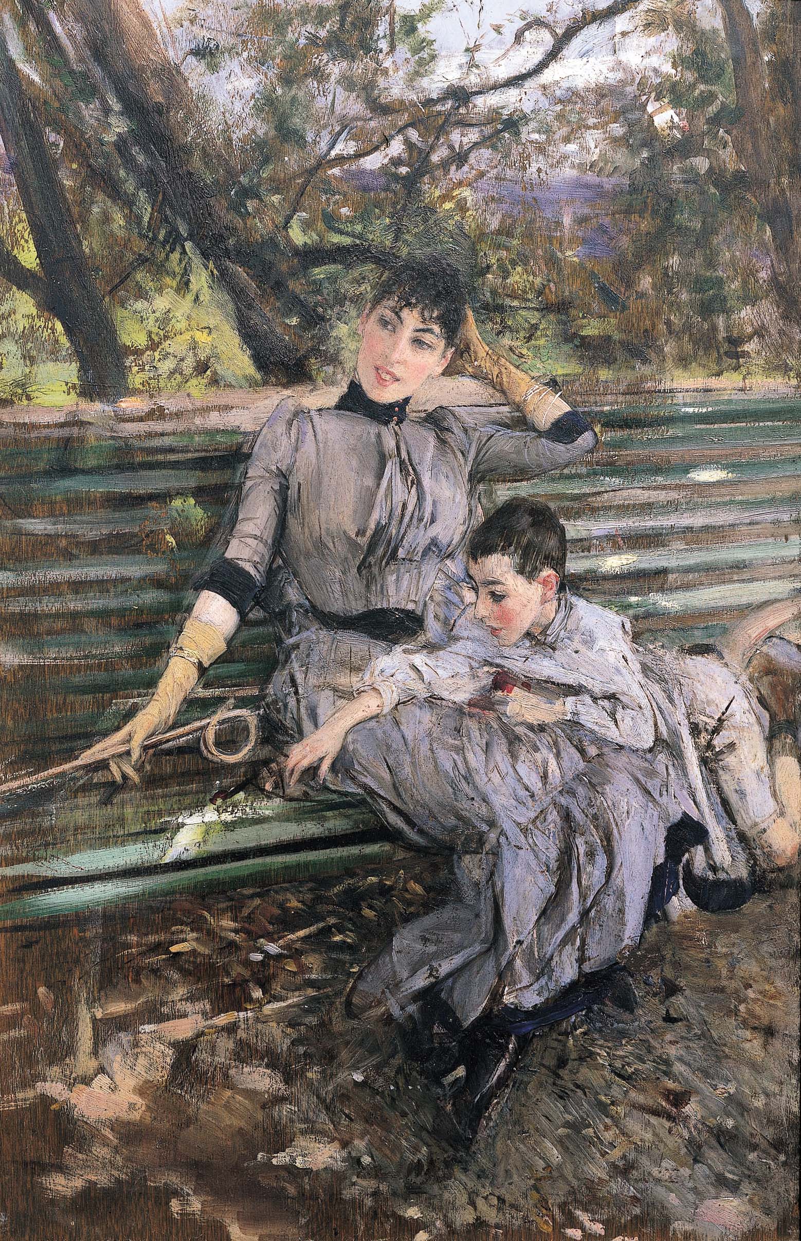 Dans le jardin. Alaide et Ottavio Banti - Giovanni Boldini image 1 copie de tableau peinte à la main