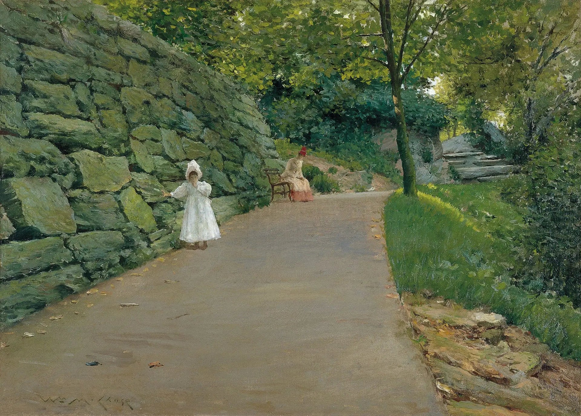 Dans le parc (un sentier secondaire) - William Merritt Chase image 1 copie de tableau peinte à la main