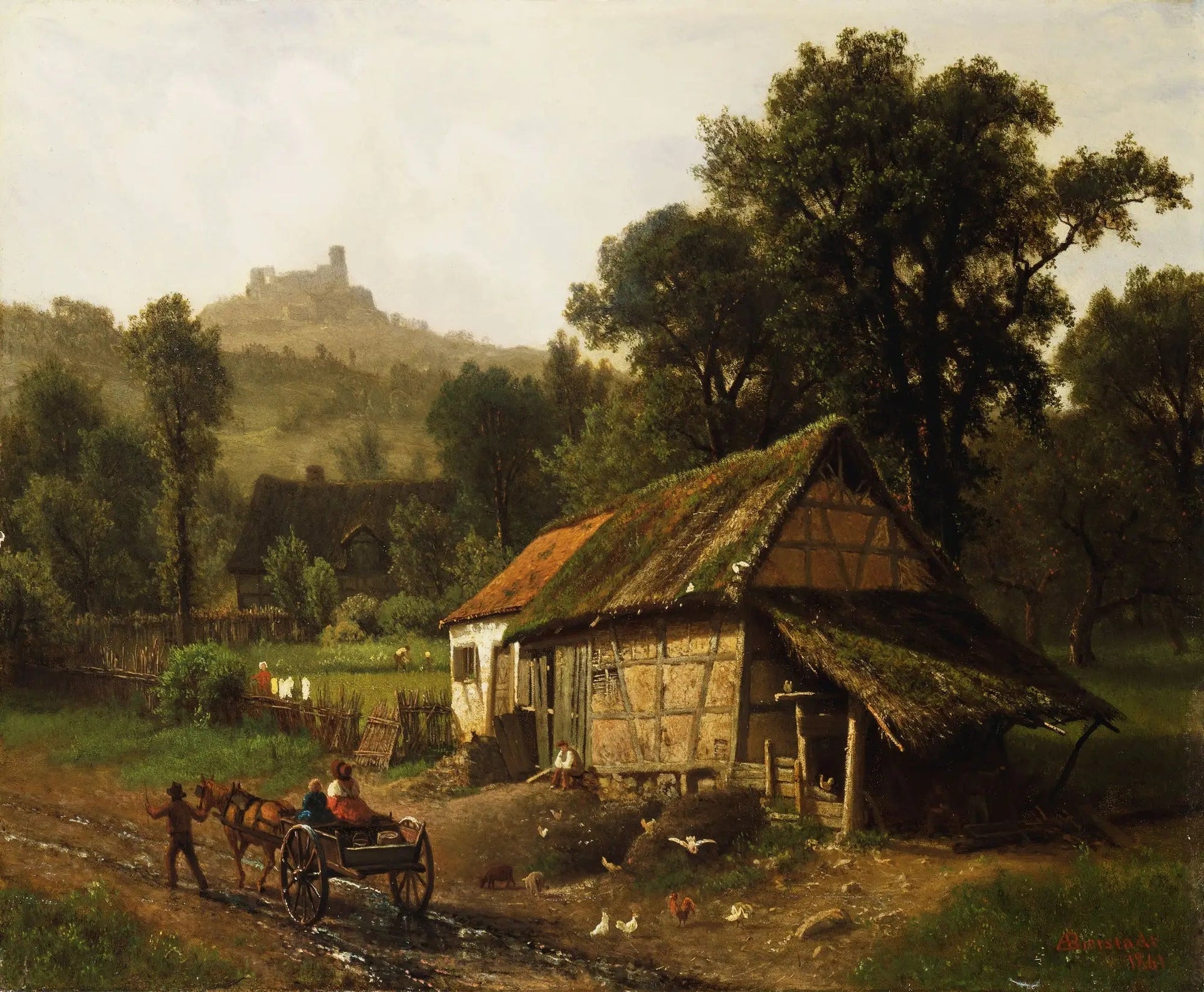 Dans les contreforts - Albert Bierstadt image 1 copie peinte à la main à l’huile