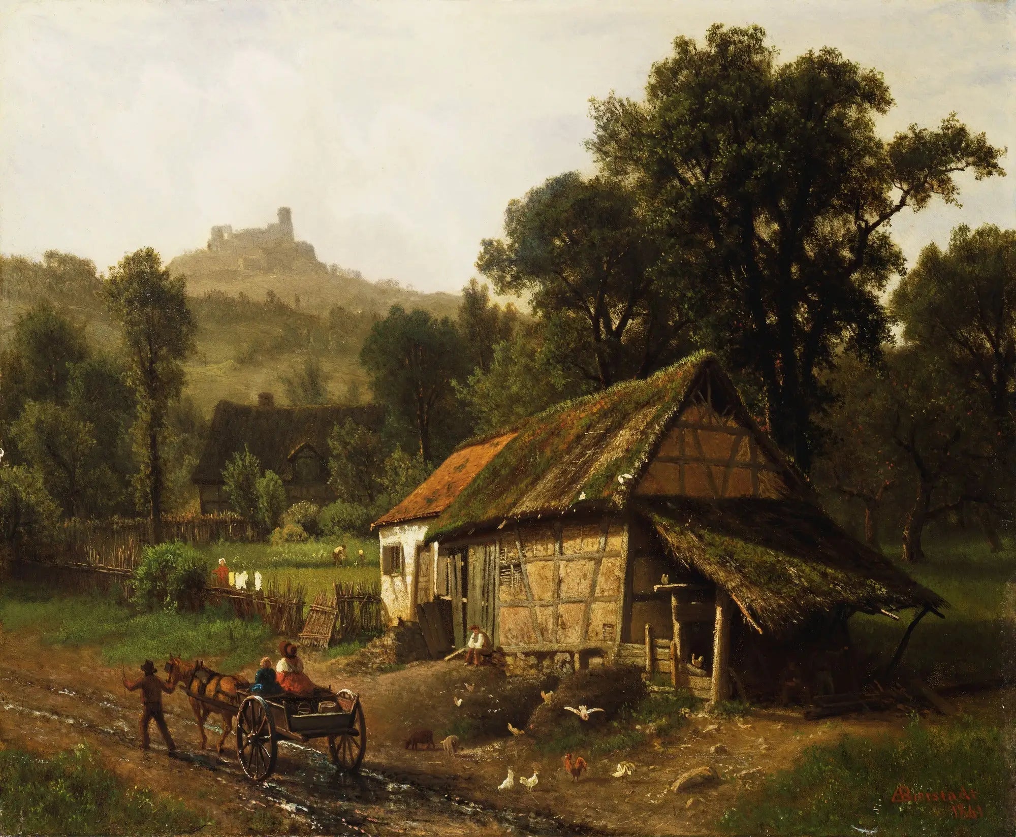Dans les contreforts - Albert Bierstadt image 1 copie peinte à la main à l’huile