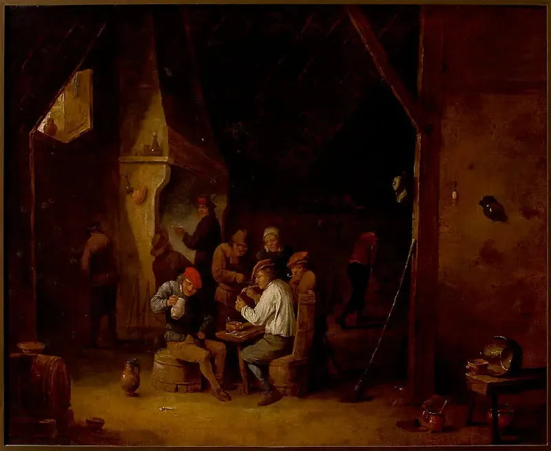 Dans une taverne - David Teniers le Jeune image 1 reproduction artisanale de tableau